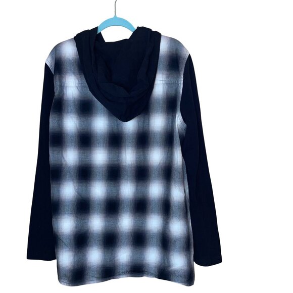 Helmet Lang Mens  Jacket Size Large Multicolor Plaid Print Zipper Front Hooded - Picture 10 of 10